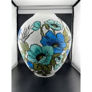 Large Hand-Painted Ceramic Vase Blue Poppy